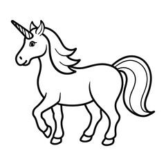 Fototapeta premium Cute Cartoon Outline Illustration of a Unicorn for Coloring Activity