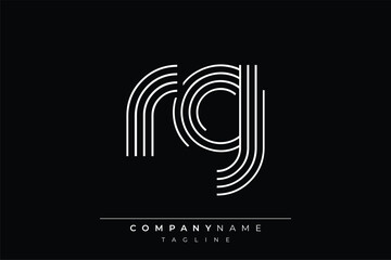 Creative RG lines letter logo design. A simplistic and elegant abstract logo design with linear patterns and initials, suitable for contemporary branding.