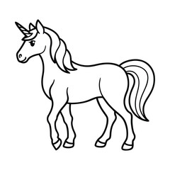 Cute Cartoon Outline Illustration of a Unicorn for Coloring Activity