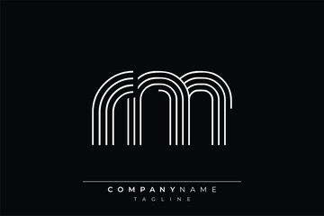 Fototapeta premium Creative RM lines letter logo design. A simplistic and elegant abstract logo design with linear patterns and initials, suitable for contemporary branding.