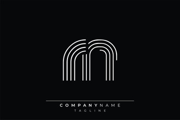 Fototapeta premium Creative RN lines letter logo design. A simplistic and elegant abstract logo design with linear patterns and initials, suitable for contemporary branding.