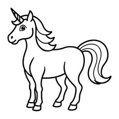 Obraz premium Cute Cartoon Outline Illustration of a Unicorn for Coloring Activity