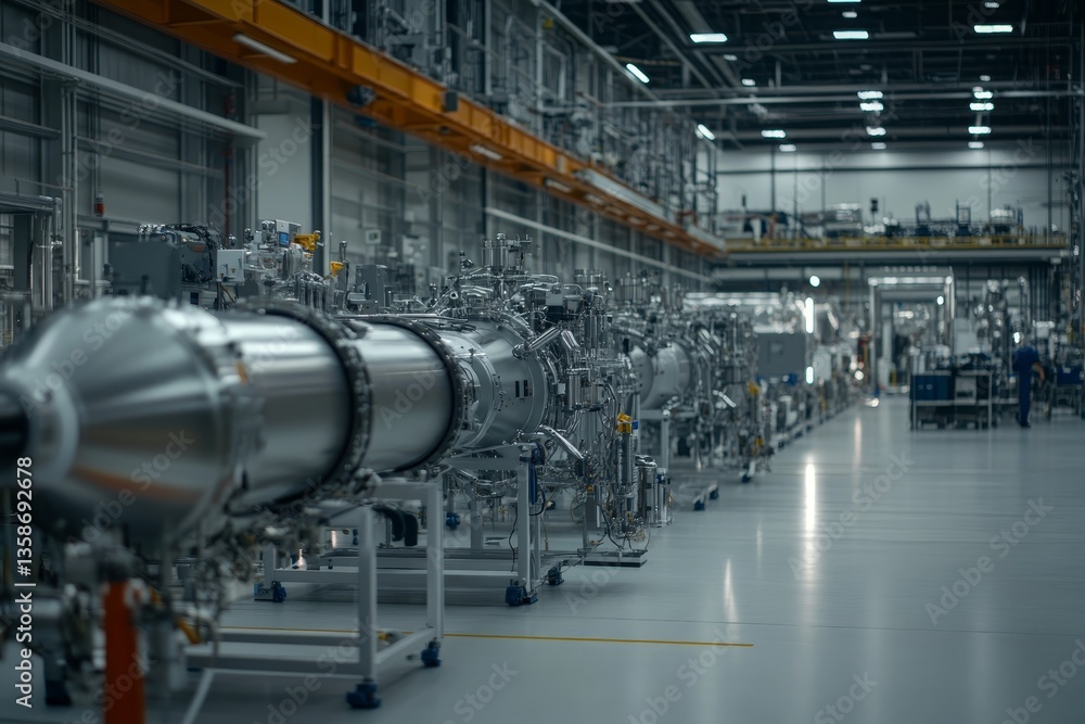 Poster intricate details of rocket engine components being machined in a state-of-the-art aerospace facilit
