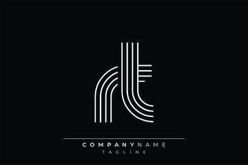 Creative RT lines letter logo design. A simplistic and elegant abstract logo design with linear patterns and initials, suitable for contemporary branding.
