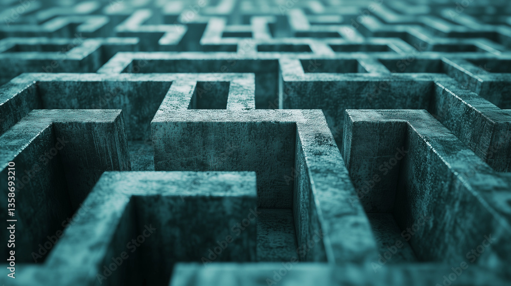 Poster navigating the labyrinth: an immersive perspective of a complex labyrinth, capturing a sense of dept