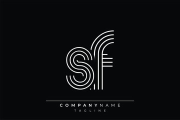Creative SF lines letter logo design. A simplistic and elegant abstract logo design with linear patterns and initials, suitable for contemporary branding.