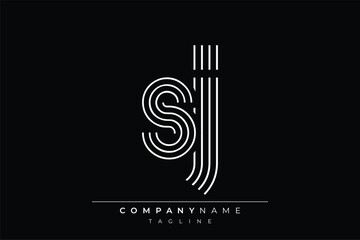 Creative SJ lines letter logo design. A simplistic and elegant abstract logo design with linear patterns and initials, suitable for contemporary branding.