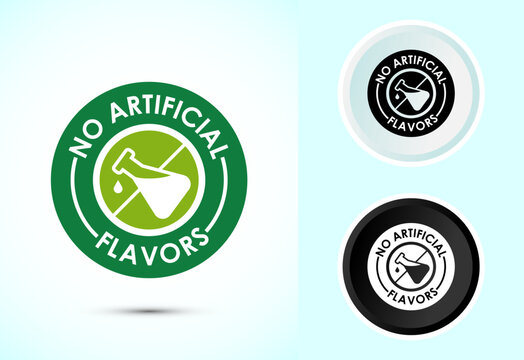 No artificial flavor icon design illustration, Artificial flavor free symbol, Natural product, Color black and white