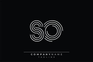 Creative SO lines letter logo design. A simplistic and elegant abstract logo design with linear patterns and initials, suitable for contemporary branding.