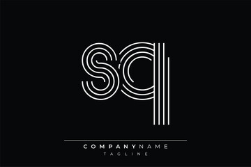 Creative SQ lines letter logo design. A simplistic and elegant abstract logo design with linear patterns and initials, suitable for contemporary branding.