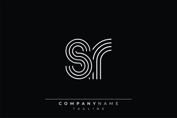 Creative SR lines letter logo design. A simplistic and elegant abstract logo design with linear patterns and initials, suitable for contemporary branding.