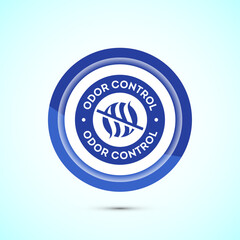 Odor control icon design illustration. Anti bad smell icon, Odor free label, Blue color button design