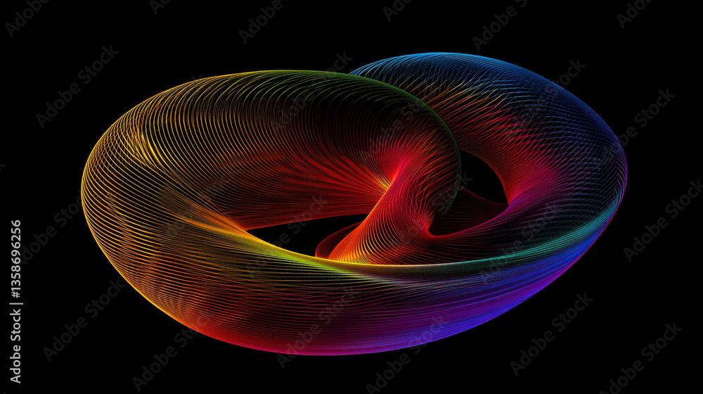 Poster abstract colorful fractal design with glowing patterns and energy waves in a futuristic space theme