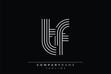 Creative TF lines letter logo design. A simplistic and elegant abstract logo design with linear patterns and initials, suitable for contemporary branding.