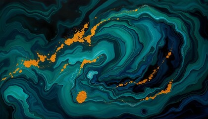 Abstract Teal and Gold Marble Texture: Luxurious Swirls of Color