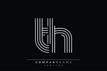 Creative TH lines letter logo design. A simplistic and elegant abstract logo design with linear patterns and initials, suitable for contemporary branding.
