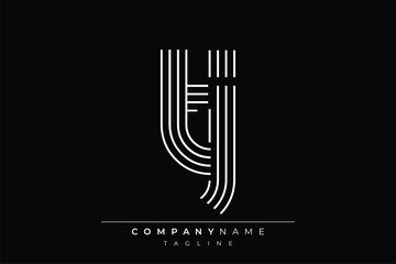 Creative TJ lines letter logo design. A simplistic and elegant abstract logo design with linear patterns and initials, suitable for contemporary branding.
