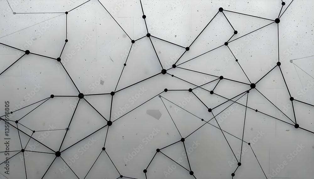 Aufkleber abstract network connection: interwoven lines and nodes on a textured surface