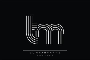 Creative TM lines letter logo design. A simplistic and elegant abstract logo design with linear patterns and initials, suitable for contemporary branding.