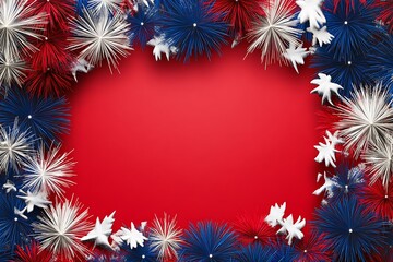 Obraz premium Festive patriotic celebration background with burst design on red backdrop