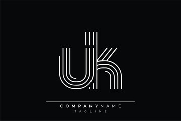Creative UK lines letter logo design. A simplistic and elegant abstract logo design with linear patterns and initials, suitable for contemporary branding.