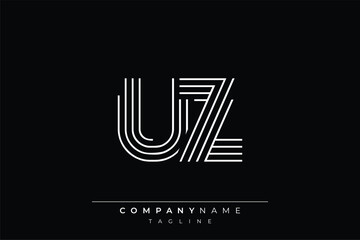 Creative UZ lines letter logo design. A simplistic and elegant abstract logo design with linear patterns and initials, suitable for contemporary branding.
