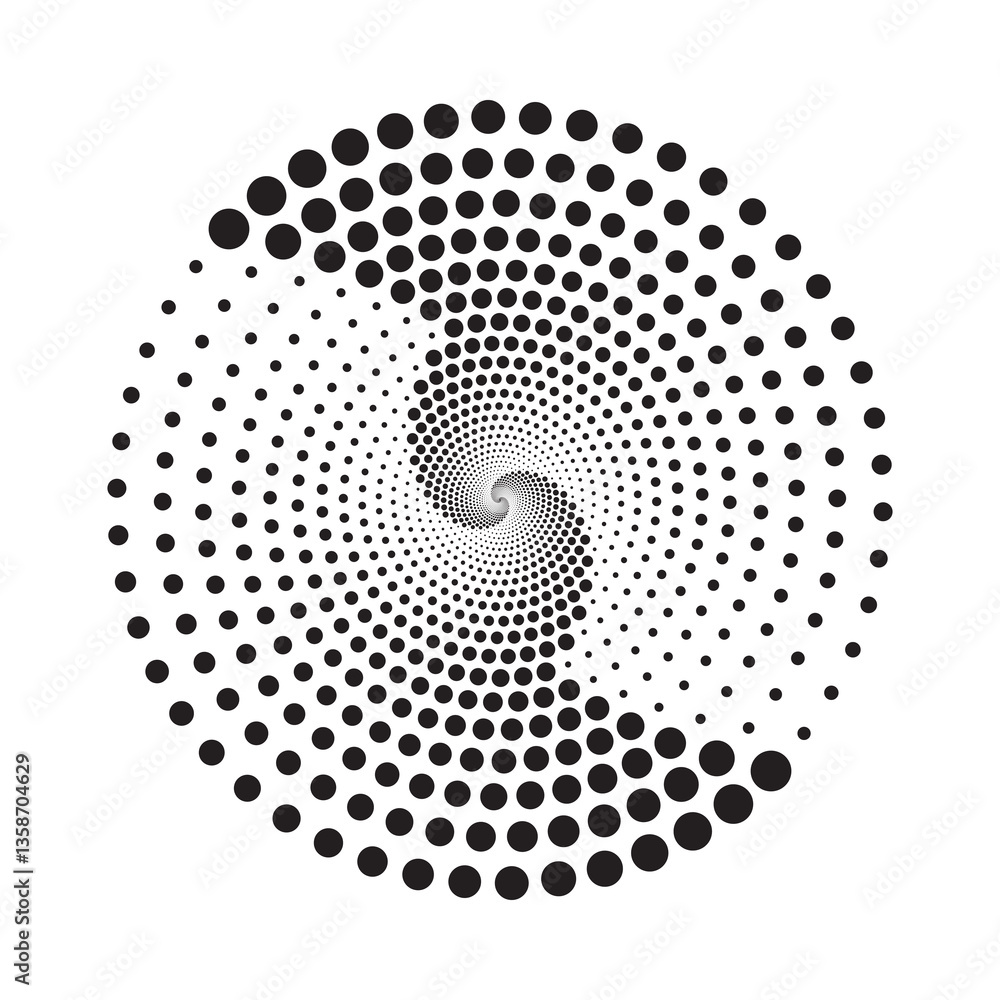 Fototapete Halftone circular frame logo. Circle dots isolated on the white background. Fabric design element. Halftone circle dots texture. Vector design element for various purposes.	
