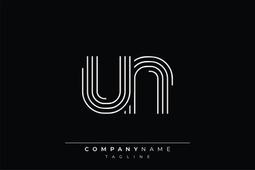 Creative UN lines letter logo design. A simplistic and elegant abstract logo design with linear patterns and initials, suitable for contemporary branding.