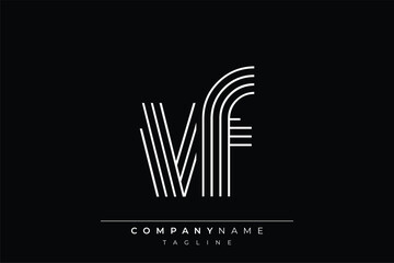 Creative VF lines letter logo design. A simplistic and elegant abstract logo design with linear patterns and initials, suitable for contemporary branding.