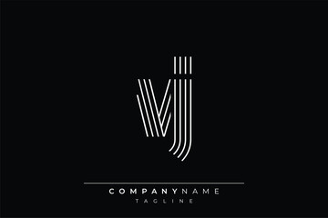 Creative VJ lines letter logo design. A simplistic and elegant abstract logo design with linear patterns and initials, suitable for contemporary branding.