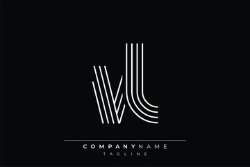 Creative VL lines letter logo design. A simplistic and elegant abstract logo design with linear patterns and initials, suitable for contemporary branding.