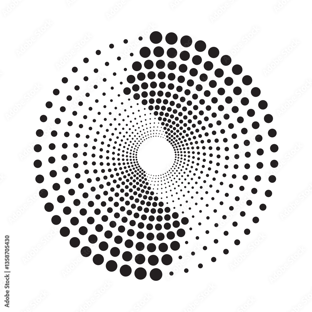 Fototapete Halftone circular frame logo. Circle dots isolated on the white background. Fabric design element. Halftone circle dots texture. Vector design element for various purposes.	