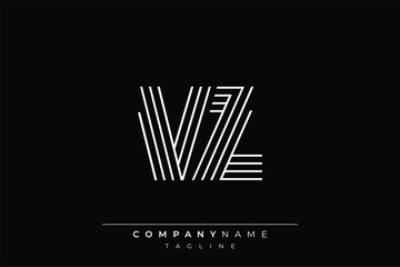 Creative VZ lines letter logo design. A simplistic and elegant abstract logo design with linear patterns and initials, suitable for contemporary branding.