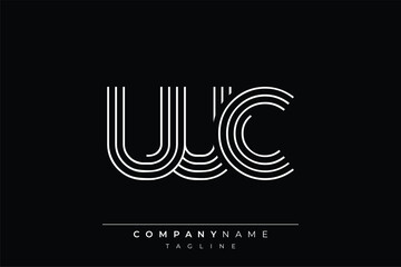 Creative WC lines letter logo design. A simplistic and elegant abstract logo design with linear patterns and initials, suitable for contemporary branding.