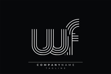 Creative WF lines letter logo design. A simplistic and elegant abstract logo design with linear patterns and initials, suitable for contemporary branding.