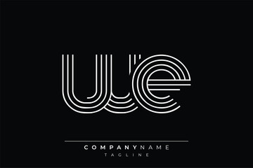 Creative WE lines letter logo design. A simplistic and elegant abstract logo design with linear patterns and initials, suitable for contemporary branding.