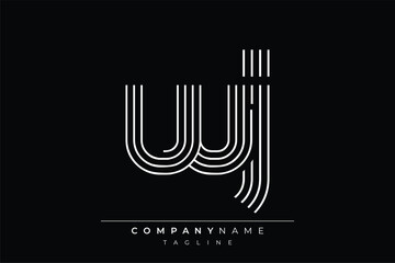 Creative WJ lines letter logo design. A simplistic and elegant abstract logo design with linear patterns and initials, suitable for contemporary branding.