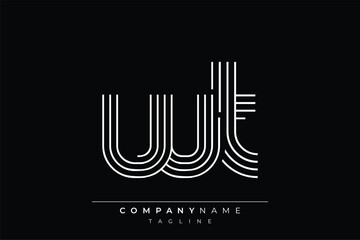 Creative WT lines letter logo design. A simplistic and elegant abstract logo design with linear patterns and initials, suitable for contemporary branding.