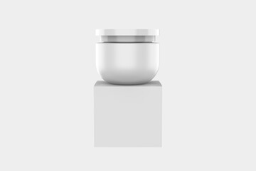 Round plastic jar with box for cosmetics body cream,butter scrub,bath salt,gel. 3d illustration