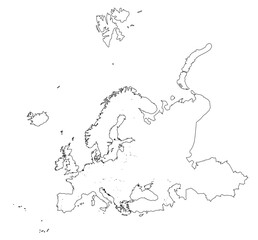 Europe Continent Line Map – Minimalist Outline Illustration