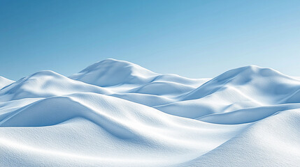 Obraz premium A wide-angle shot of serene snowy dunes, capturing the tranquility of a winter landscape. The soft, untouched snow symbolizes peace and solitude, offering a moment of reflection in nature's beauty.