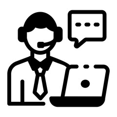 Line style icon of a representative providing online help 