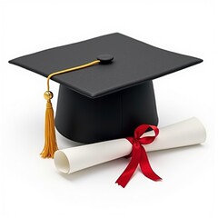 Graduation Cap Diploma Education Success Achievement Ceremony isolated on white background