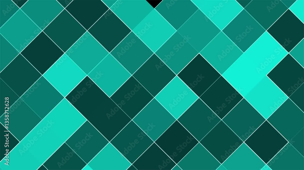 Poster abstract geometric pattern with cyan and teal tiles