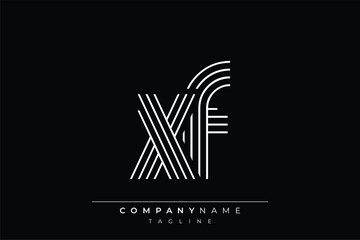 Creative XF lines letter logo design. A simplistic and elegant abstract logo design with linear patterns and initials, suitable for contemporary branding.