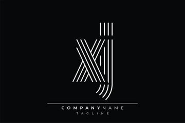 Creative XJ lines letter logo design. A simplistic and elegant abstract logo design with linear patterns and initials, suitable for contemporary branding.