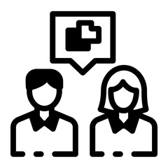 Business chat between two characters, line style icon 

