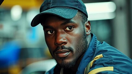 Dedicated Black mechanic working diligently to repair a car in a garage, demonstrating skill, expertise, and professionalism in automotive repair.
