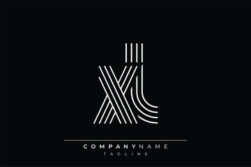 Creative XL lines letter logo design. A simplistic and elegant abstract logo design with linear patterns and initials, suitable for contemporary branding.