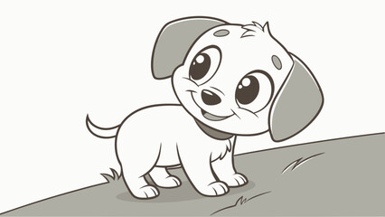 a cute and cute baby dog with cute eyes, looking in front of the camera and smiling in 3d